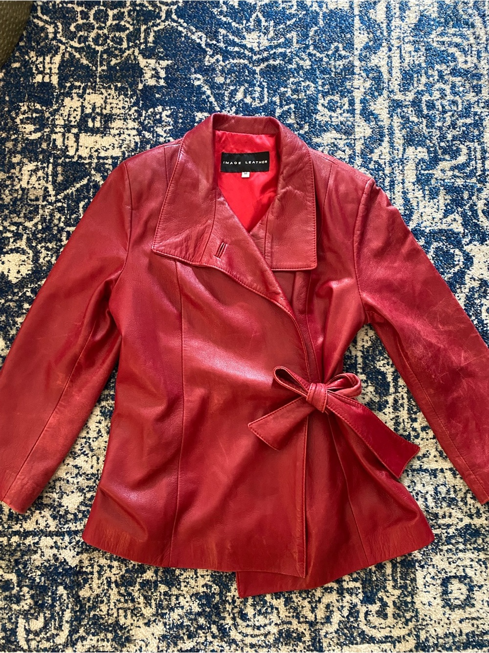Red Leather Wrap Jacket